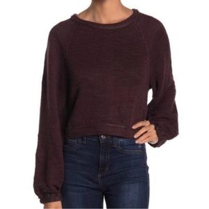 Free People Jade Pullover Sweater in Maroon. Size S